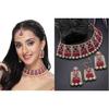 Adorable Unique Stylish Rani Pink Stone Studded With Pearls Choker Necklace Set For Women