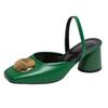 Women's Shoes 2025 New Closed Toe Women's Sandals Metal Decoration Plus Size Solid Buckle Strap Best Seller Heels Women