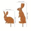 Rustic Metal Rabbit Garden Stake - Rusty Bunny Silhouette, Outdoor Yard Art for Farmhouse Decor, Perfect for Christmas, Easter
