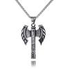 Viking Double Axe Titanium Steel Necklace, Vintage Viking Battle Axe Pendant