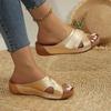 2024 New Trendy Women Wedge Sandals Vintage Open Toe Anti-Slip Leather Slippers Designer Casual Shoes Female Platform Sandalias