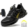 Защитная обувь с вращающимися пуговицами, мужские кроссовки со стальным носком, устойчивые к проколам рабочие защитные ботинки, спортивная рабочая обувь, мужские ботинки с защитой от ударов, черные