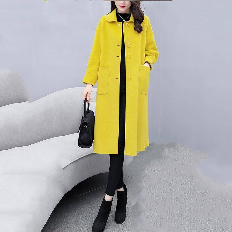 Women Coat Winter Woollen Blends Coats Autumn Winter Long Sleeve Casual Outwear Jackets Coat