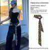 Y2K Leopard Print Skinny Silk Scarf & Waist Belt for Women