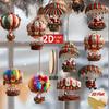 10PCS/Set Christmas Wooden Hot Air Balloon Santa Claus 2D Flat Wooden Pendant Christmas Tree Decoration Holiday Gift Decor