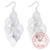 925 Sterling Silver Romantic Shinning Leaf Vintage Long Tassel Dangle Earrings For Women Engagement Wedding Jewelry