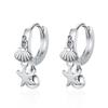 100% 925 Real Sterling Silver Seastar Pearl Hoop Earrings Jewerly Gift for School Girls Daughter's Gift DS524