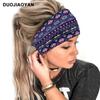 Paisley Pattern Sports Headbands, Stretchy Knotted Sweat Absorption Boho Fitness Running Yoga Headbands, Wide Boho Headband Headwrap