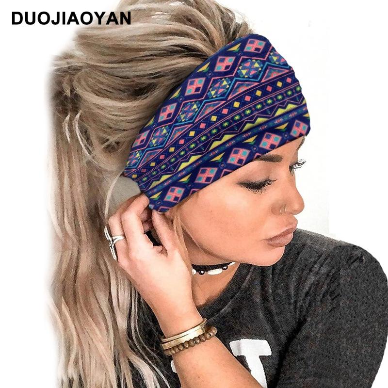 Paisley Pattern Sports Headbands, Stretchy Knotted Sweat Absorption Boho Fitness Running Yoga Headbands, Wide Boho Headband Headwrap