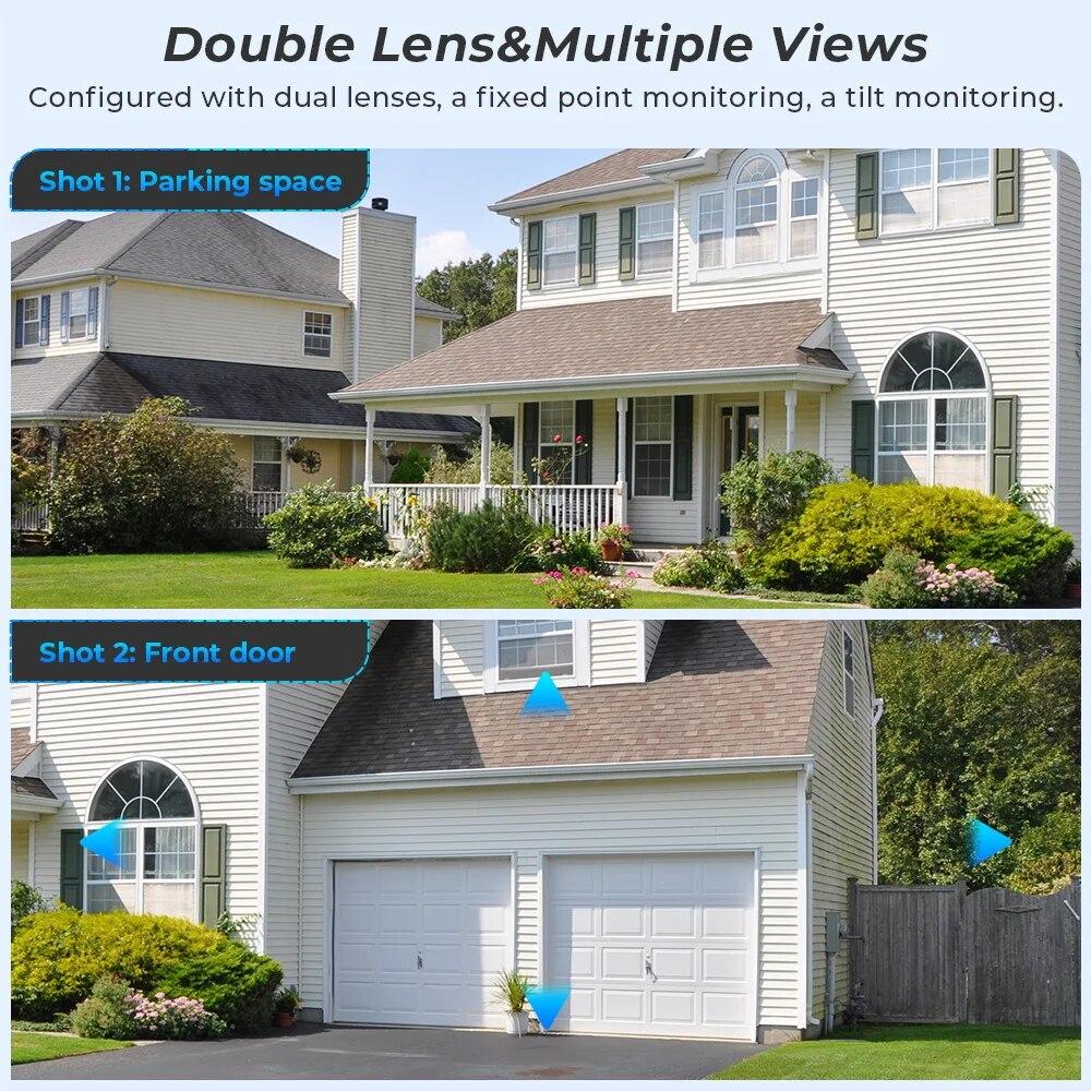 New EU 4K 8MP PTZ WIFI Camera Dual Lens Dual Screen 4X Digital Zoom IP Camera 4MP HD Auto Tracking Outdoor CCTV Surveillance ICSee App