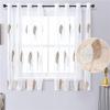 Leaf Embroidery Modern Short Sheer Curtains for Living Room Bedroom Kids Window Treatment Tulle Curtains Blinds Voile Curtain Drapes