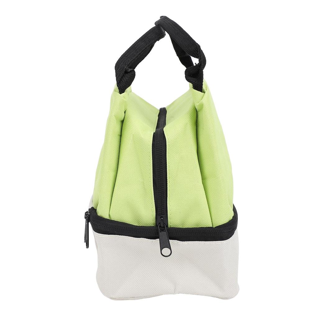 Insulated Lunch Bag Double Layer Oxford Cloth Bento Box Bag for Work School Green