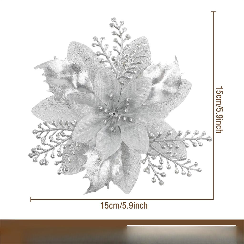 Christmas Simulation Gold Powder Flower Christmas Tree Pendant Diy Garland Gold and Silver Fake Flower Decoration Accessories