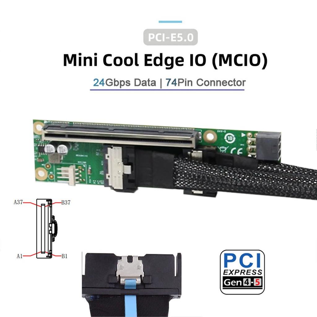 Xiwai Dual MCIO 8i Mini Cool Edge IO To 16x VROC Adapter for Motherboard SSD Graphics Card SFF-TA-1016 PCI-Express PCIE5.0