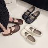 French Retro Diagonal Head with Casual Mary Jane Small Leather Shoes Women's Shoes Are Not Tired of Feet and Soft Soles Commuter Shoes