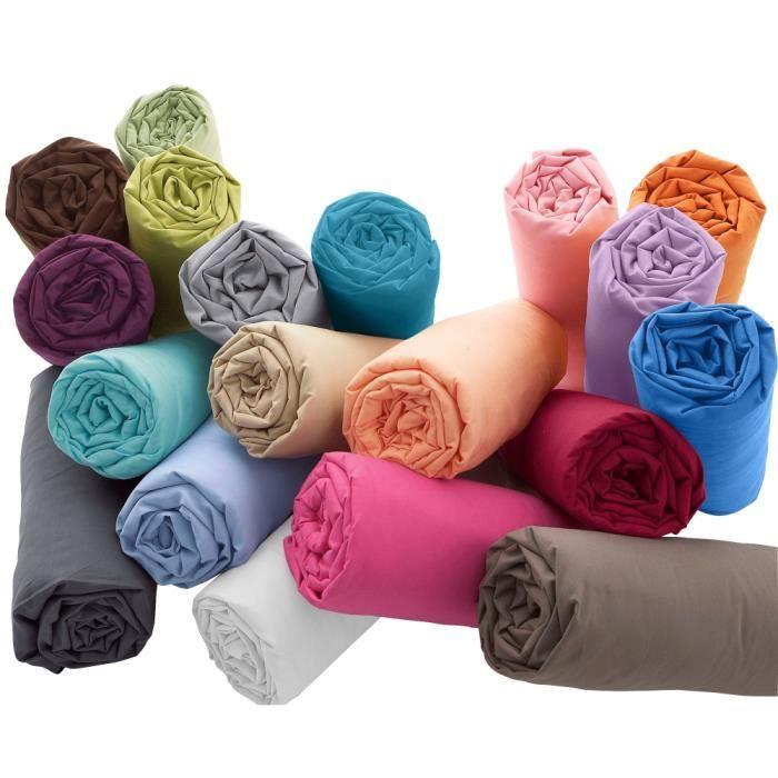 Drap Plat - Rose Pale - 180x290 cm - 100% Coton - Lavable en machine - 1 Personne