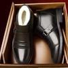 Warm Thickened Velvet Cotton Shoes Formal Men's Men's Boots Middle-aged and Elderly Versatile Work Father Shoes Leather Shoes