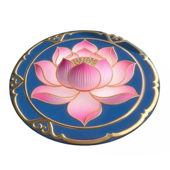 Yousheng Lotus Flower Floor Mat Round Living Room Rug Lotus Pattern Carpet with Non-Slip Backing for Home Office Bedroom Kitchen