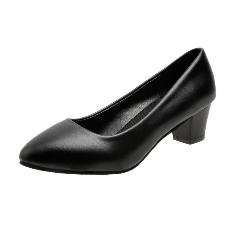 Fashion 2024 Spring Fall Stylish and Comfortable Mid-heel Pointed Toe Women's Single Shoes