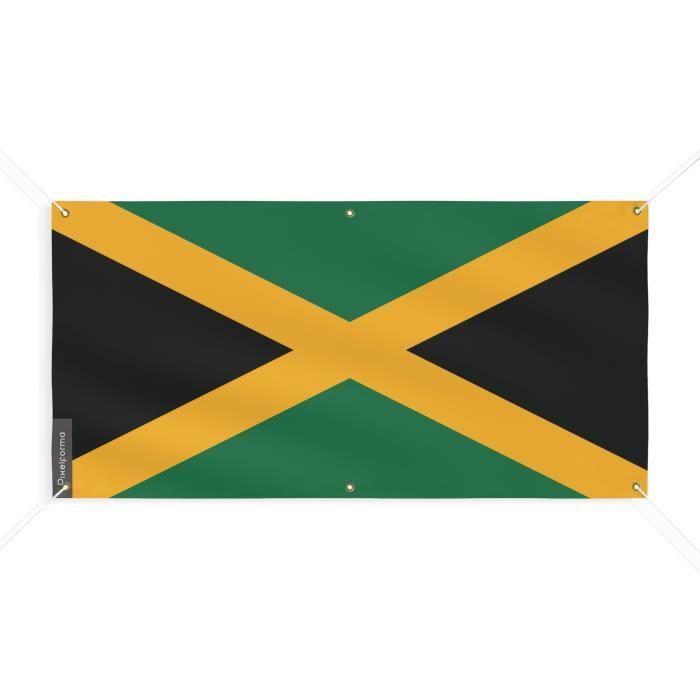 Bannière Drapeau De La Jamaïque 6 Oeillets 170x340cm En Polyester