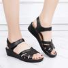 Women's Summer New Soft Sole Non Slip Comfortable Casual Shoes with Sloping Heel and Thick Sole Velcro Breathable Sandals