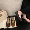 French One-word Buckle with Square Head Mary Jane Women's Shoes Comfortable and Soft Leopard Print Flat Bottom Pig Nose Single Shoes