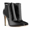 Women Sexy Pointed Toe Solid Black PU Leather High Heels Platform Ankle Boots Stilettos Shoes