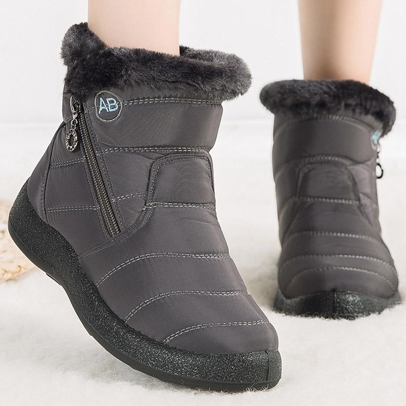 Women's Boots Women's Ankle Boots with Fur Winter Shoes Women Low Heels Winter Boots Snow Waterproof Botas Mujer Winter Footwear