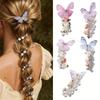 5PCS Butterfly Telephone Cord Hair Ties for Women Spiral Ponytail Holders with Flowers & Pearls, Perfect for Braids and Waves, Butterfly Hair Tie