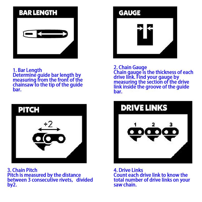 1/2/3/4pcs 12/11.5 Inch Electric Chain Saw 44 Drive Link 22 Cutter 3/8" LP Pitch .050" Gauge Chain Logging Pruning Wood Cutter Spare Parts