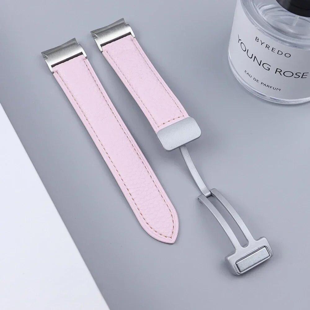 Quick Fit Leather Strap For Samsung Galaxy Watch 6Classic 43mm 47mm 6/5/4 40mm 44mm Magnetic Buckle for Watch 5pro 45mm Leather Band