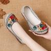 High Quality Retro Floral Ballet Flats Women's Shoes New Trend Loafers Ladies Genuine Leather Shoes Female Sliders Soft Moccasin