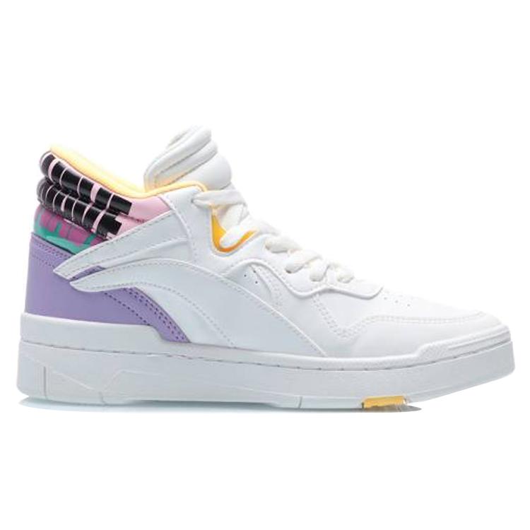 New LiNing Wave Superwave Mid Mid Top Skateboard Shoes Women's White Purple AGCQ238-3