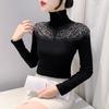 New Spring Autumn High Quality Women's Long Sleeve T-Shirt Sexy Shiny Diamonds Tees Fashion Casual Turtleneck Cotton Tops