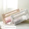 Transparent Pencil Pouch Simplicity Fashion Nylon Pencil Case Visiable Portable Durable Stationery Storage Bag Student Supply