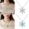 Women Frozen Snowflake Necklace Christmas Gift Silver Plated Rhinestone Crystal Pendant Chain