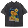 Van Gogh Sunflower Print Printing T-Shirts Man Casual T-Shirt Breathable Clothing Casual Oversized Tee Shirt