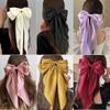 1PC Bow Ribbon Hair Clip for Women Bowknot Barrettes Girls Solid Stain Spring Ponytail Clip Headband Hair Accessories Headwear Gift