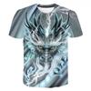 Summer Round Neck 3D Cartoon Pattern Dragon Printed Top Fashionable Casual Short Sleeved Children's Boy T-shirts