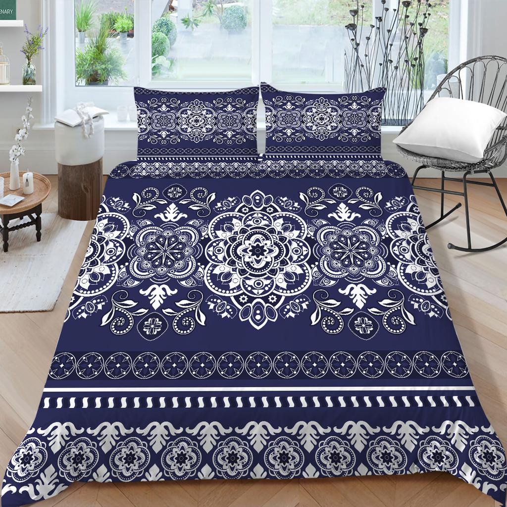 Богемный комплект постельного белья с богемным узором, пододеяльник, наволочка, 2/3 шт., ткань из микрофибры, полный размер, украшение для дома