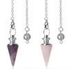 Pendants Gemstone Rock Rose Quartz Conical Pendulum Healing Crystal Amulet Reiki Pendulum Pendant