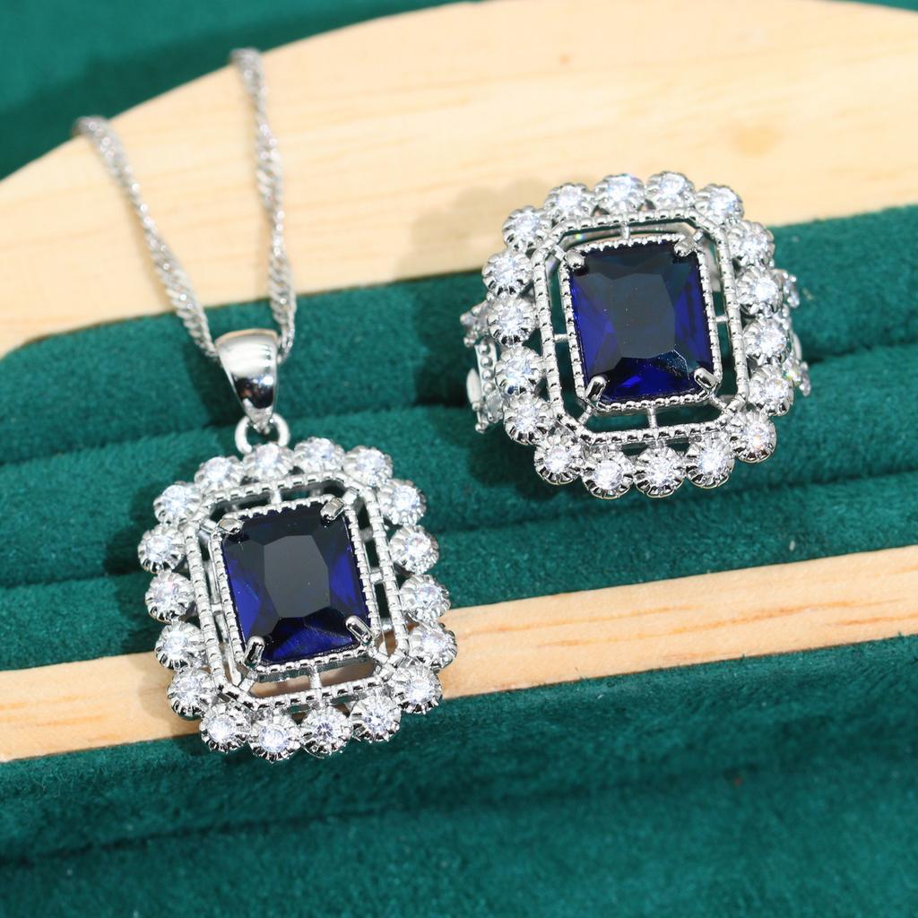 New European and N Jewelry Sets Tanzanite Zircon European and N High Grade Light Luxury Jewelry Sets