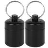 2Pcs Set Aluminum Alloy Mini Medicine Container Box Waterproof Sealing Metal Can with Key Ring for