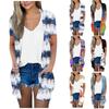 Women's Fashion Loose Casual Pocket Printed Cardigan Short Sleeve Jacket Top