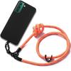 Protective Case - BOOLING - for Samsung Galaxy S21 FE - Slim Silicone - Shockproof - Orange Lanyard