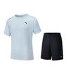 Comfortable Breathable Solid Color Round Neck Short Sleeve T-Shirt And Mid Waist Shorts Casual Sports Set Men Sets 952527202-7