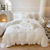 French Seersucker Embroidered Lace Duvet & Sheet Set, 3-Piece Bedding