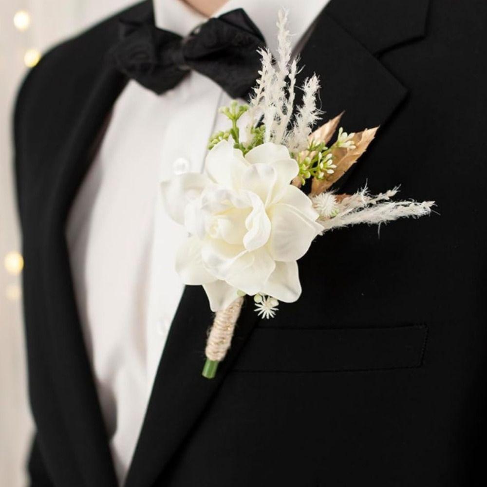 Simple Groom Rose Boutonniere Delicate Wedding Accessories Wedding Suit Corsage Western