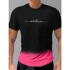 Summer Fashion Men's Fashion Design Gradient Color Letter Print T-shirt Top Breathable Soft Short Sleeved Men's Clothing Shirt