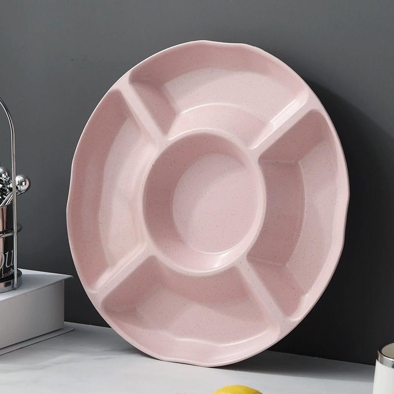 Candy Plate 5 Compartments Large Capacity Round Food Grade Multi-purpose Snack Fruit Nut Food Serving Tray Dish Holder Kitchen Supplies